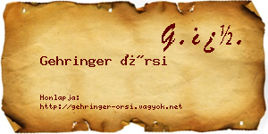 Gehringer Örsi névjegykártya